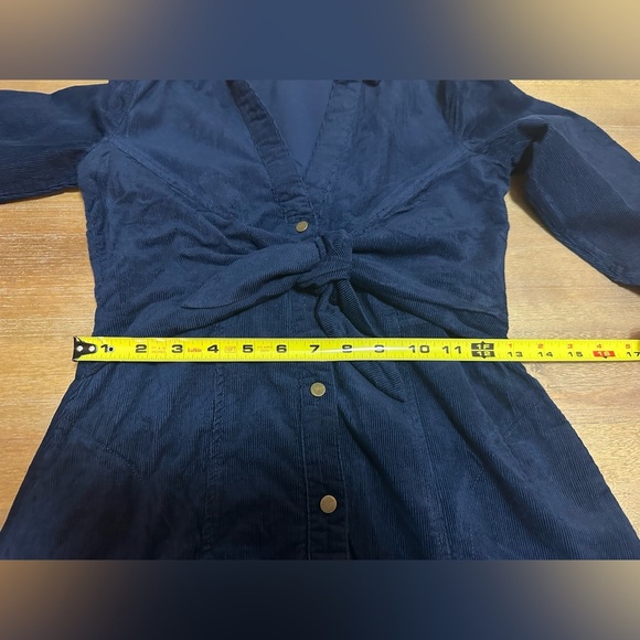 Anthropologie Maeve Navy WinchesterTie Front Corduroy Dress 0 - Picture 7 of 8